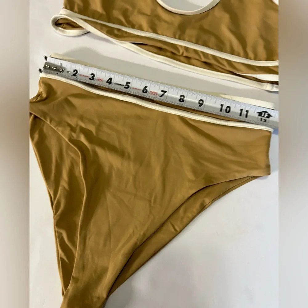 Stone Fox Swim Tan Bikini Set Size Top Medium Size Bottom Small